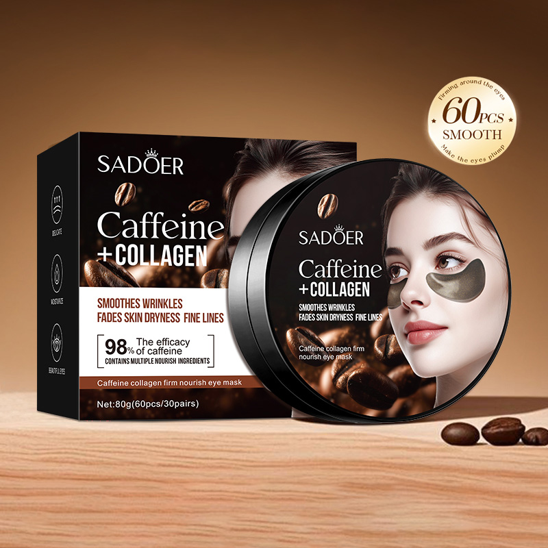 Collagen Sheet Mask - 60pcs SADOER Caffeine Crystal Collagen Eye